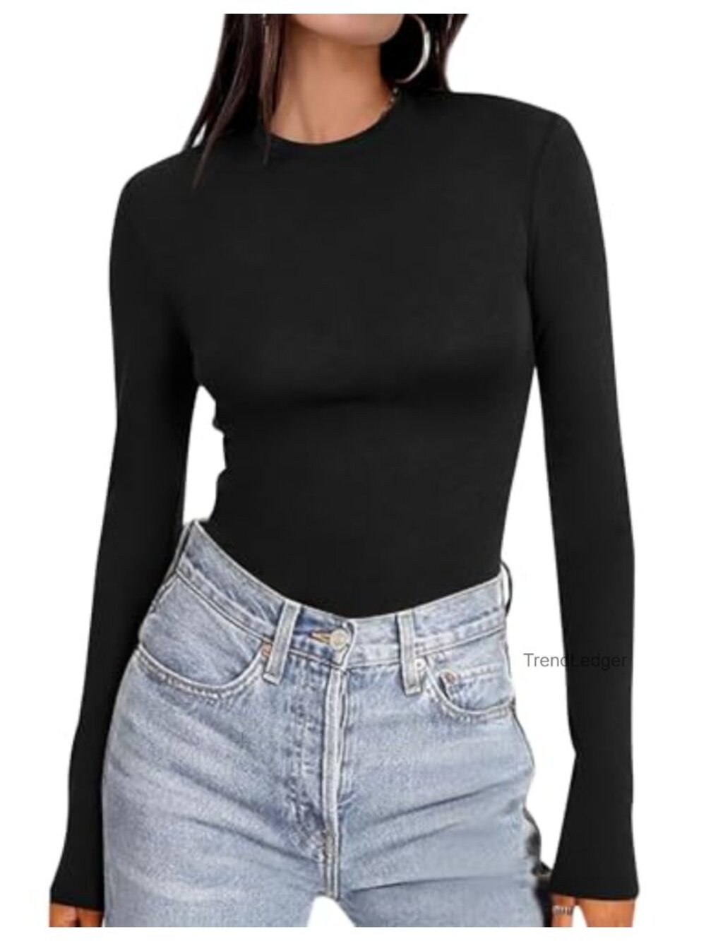 Ekouaer Women's Long Sleeve Fitted Thermal Top Crew Neck Stretch
